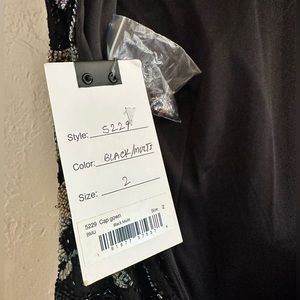 Mac Duggal Style 6169 Fringe Beaded Cap Sleeve Evening Gown Dress